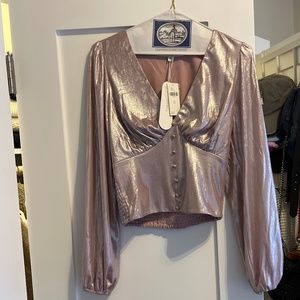 Anthropologie Flat White Shine Blouse